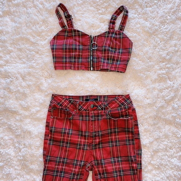 Red plaid two piece set - Picture 6 of 6